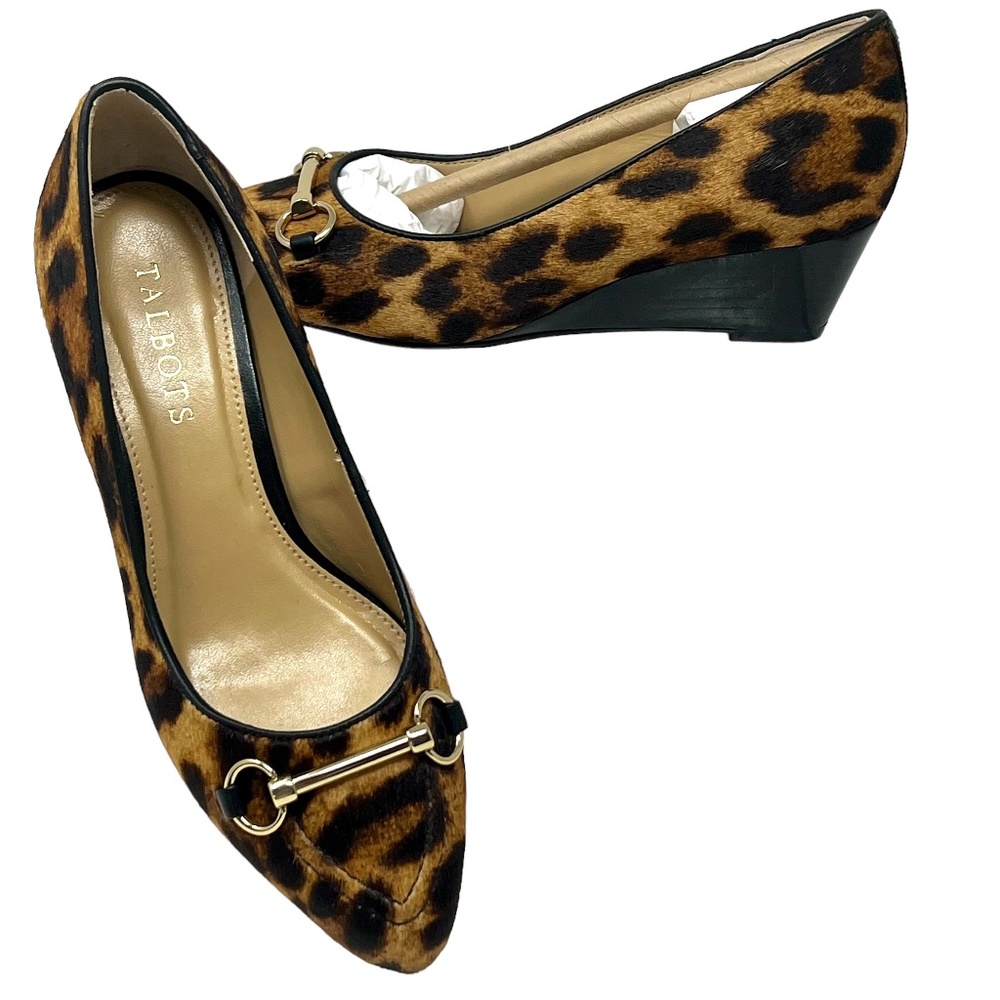 Talbots women's Laney Leopard Wedges NWOT size 6M